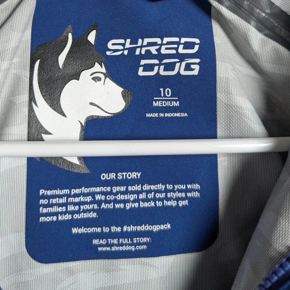 Shred Dog Kids Elevated‎ Hardshell Ski Jacket Size 10 Blue Outdoor Performance